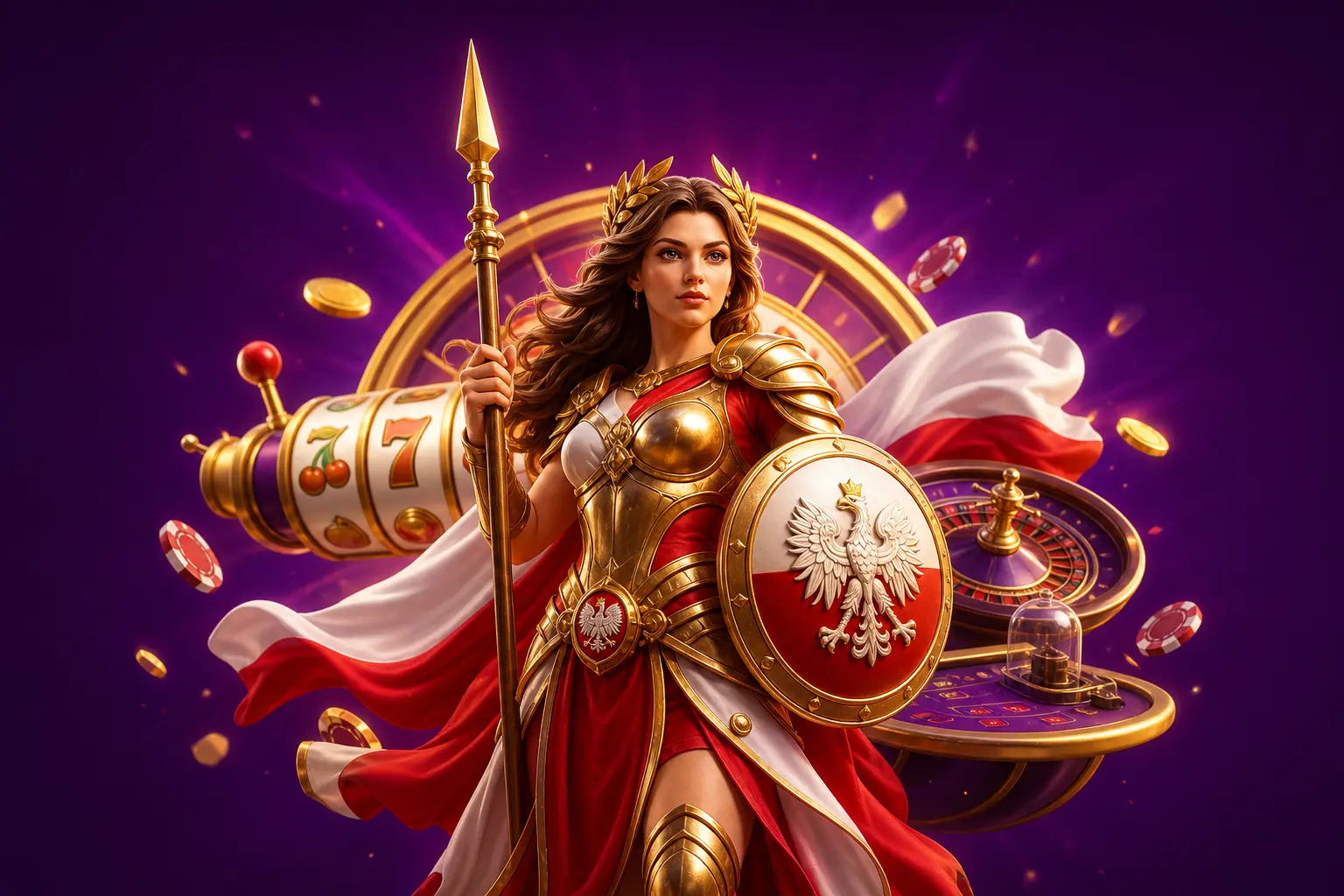HitnSpin Casino Polska hero – sloty, kasyno na żywo, akcenty biało-czerwone